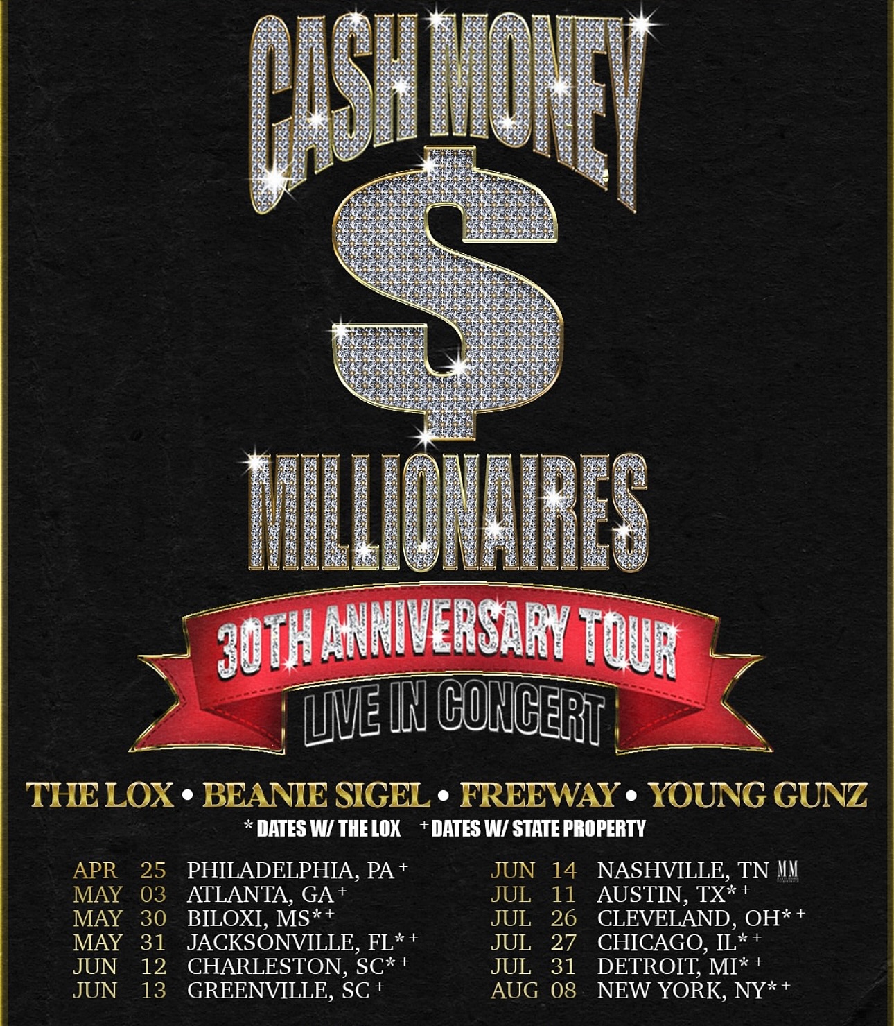 Cash Money Millionaires 30th Anniversary Tour Poster 2025